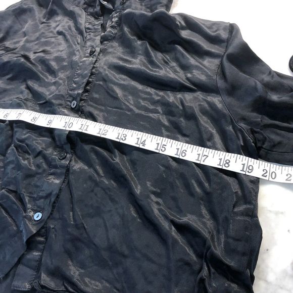 Zara Black Cropped Button Down 100% Viscose Shirt Size S - Picture 7 of 8